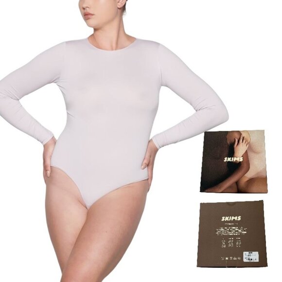 SKIMS Essential Crew Neck Long Sleeve‎ Bodysuit Marble 4X/5X - Picture 1 of 13